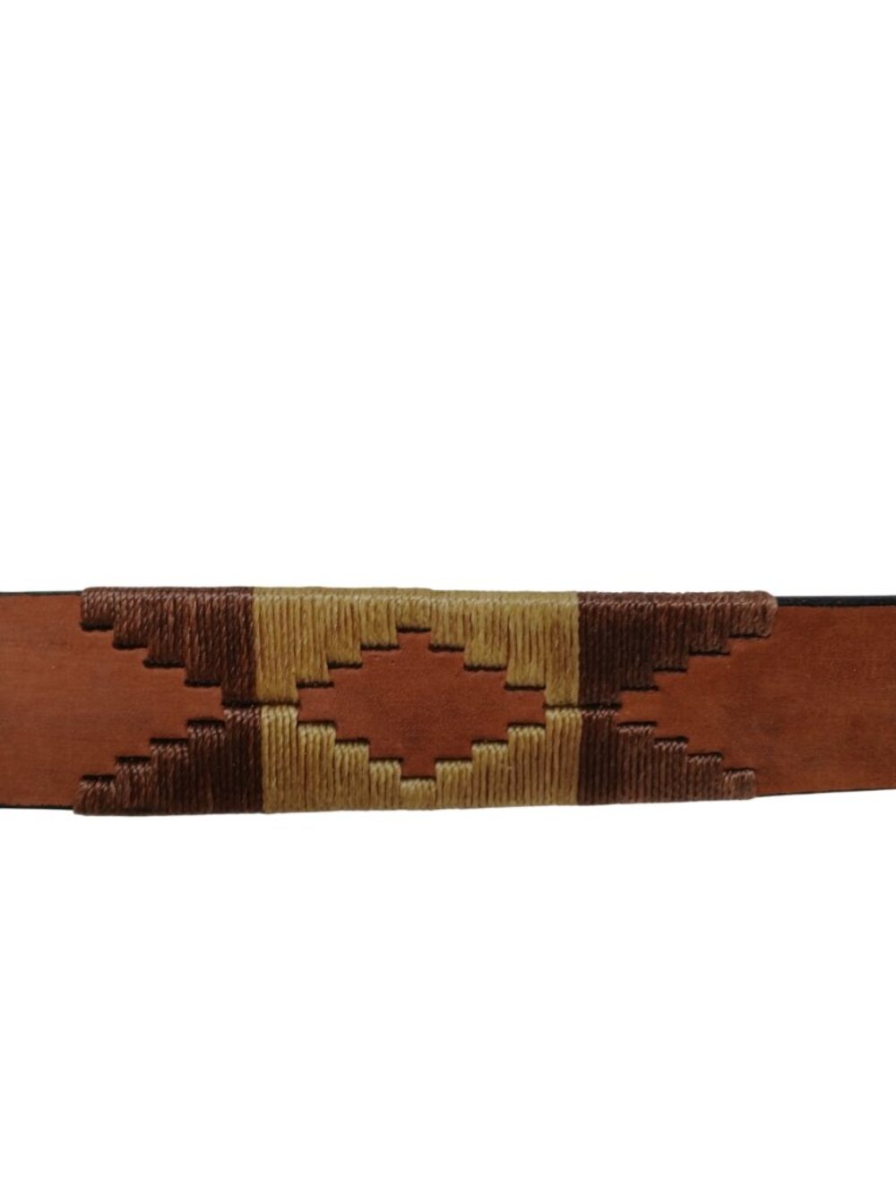 Gaucho Brown Leather Belt 100 cm 38-40 Embroidered Western Tribal w/Buckle #D35G - Picture 9 of 9